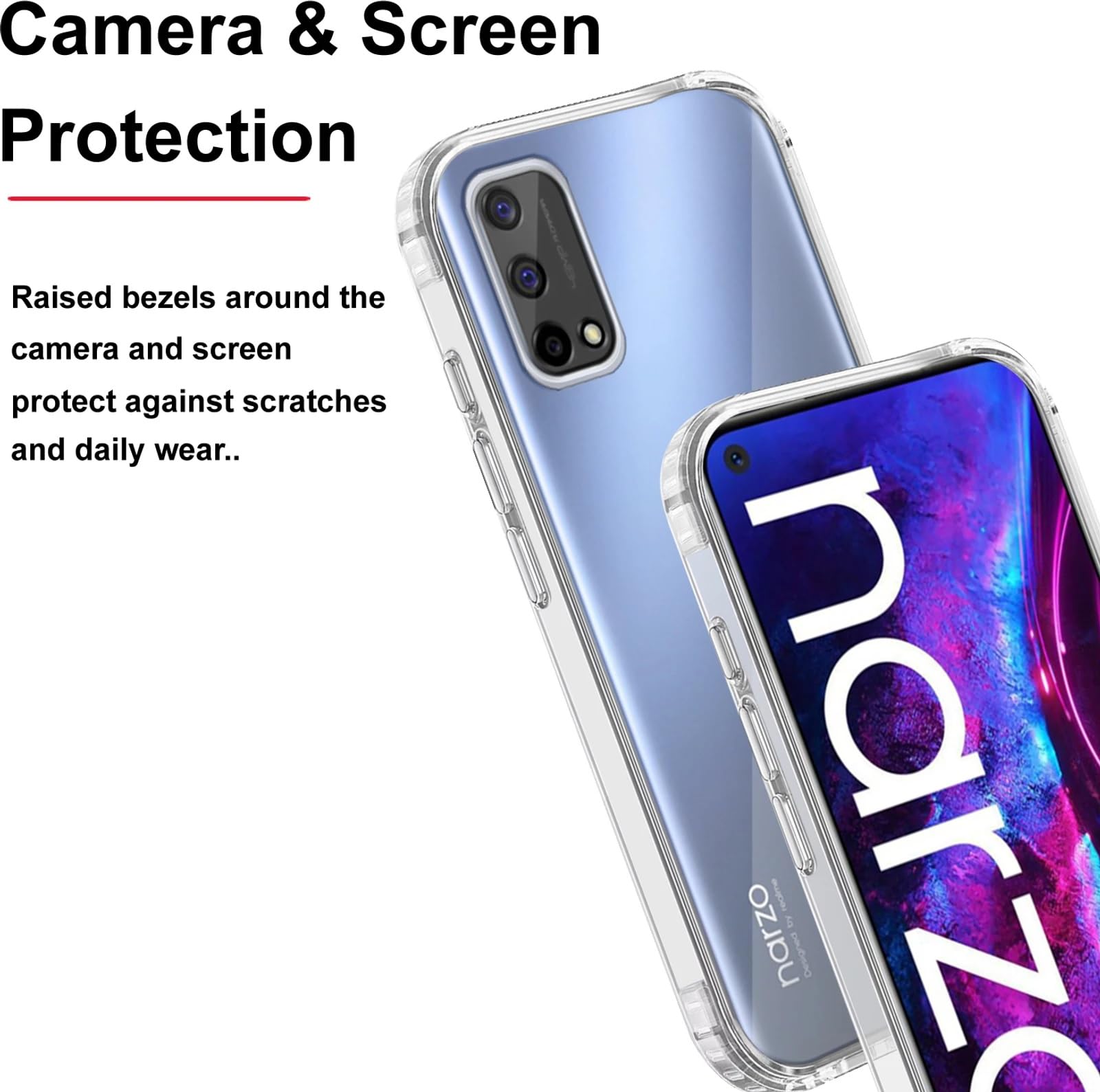 Silicone Back Cover Case, Scratch Resistant Protective Crystal Clear Transparent Shock Proof Bumper Back Cover Case for Realme Narzo 30 Pro 5G — Amazon image 3