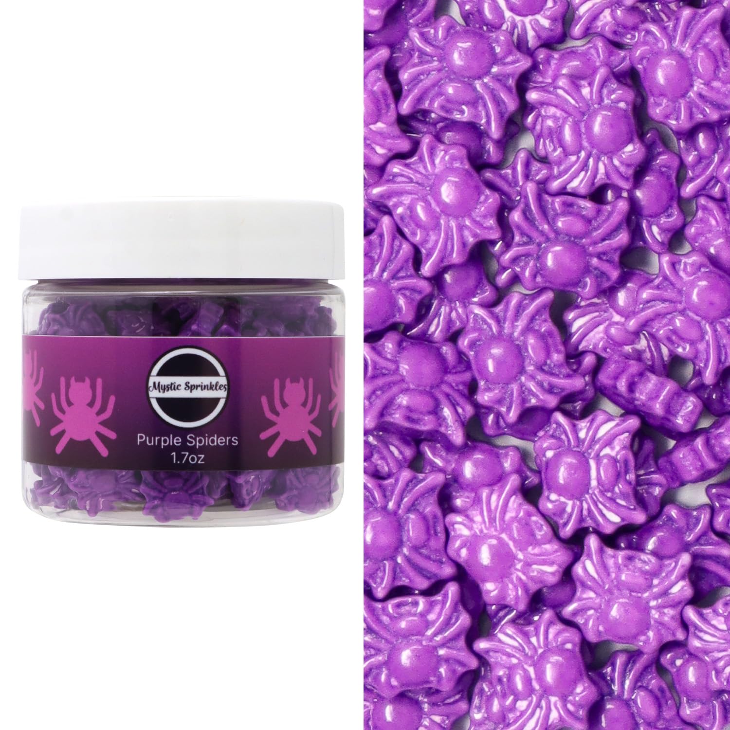 MYSTIC SPRINKLESHalloween Candy Shape Sprinkles (Purple Spiders, 2oz Jars)