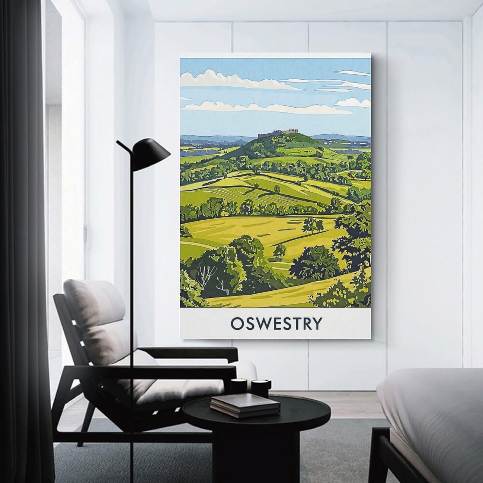 Junmoney Room Decor Wall Art Oswestry Castle Hill, 12x18inch(30x45cm), for Office Decor, Home Working Or Creative Rooms, An Interior Accent for Desk Areas