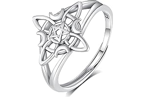 Nudo de Bruja 925 Plata Original Amuleto de Protección de Brujería Anillo...