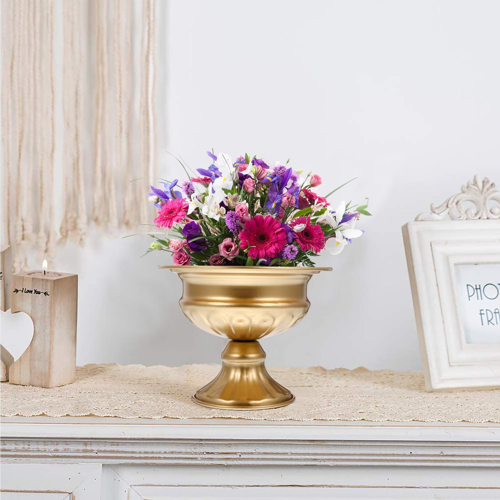 OUNONA Vasi Decorativi e Centrotavola Matrimonio Set 2 Pezzi in Ferro Design Retrò, per Composizioni Floreali Artificiali Decorazione Casa
