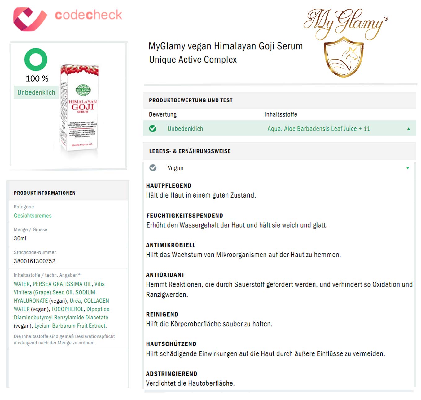 SET GOJI-BEEREN Serum + Gesichtscreme Vegan Hyaluronsäure 100% Naturkosmetik Anti Age Hautpflege (30ml+ 50ml)