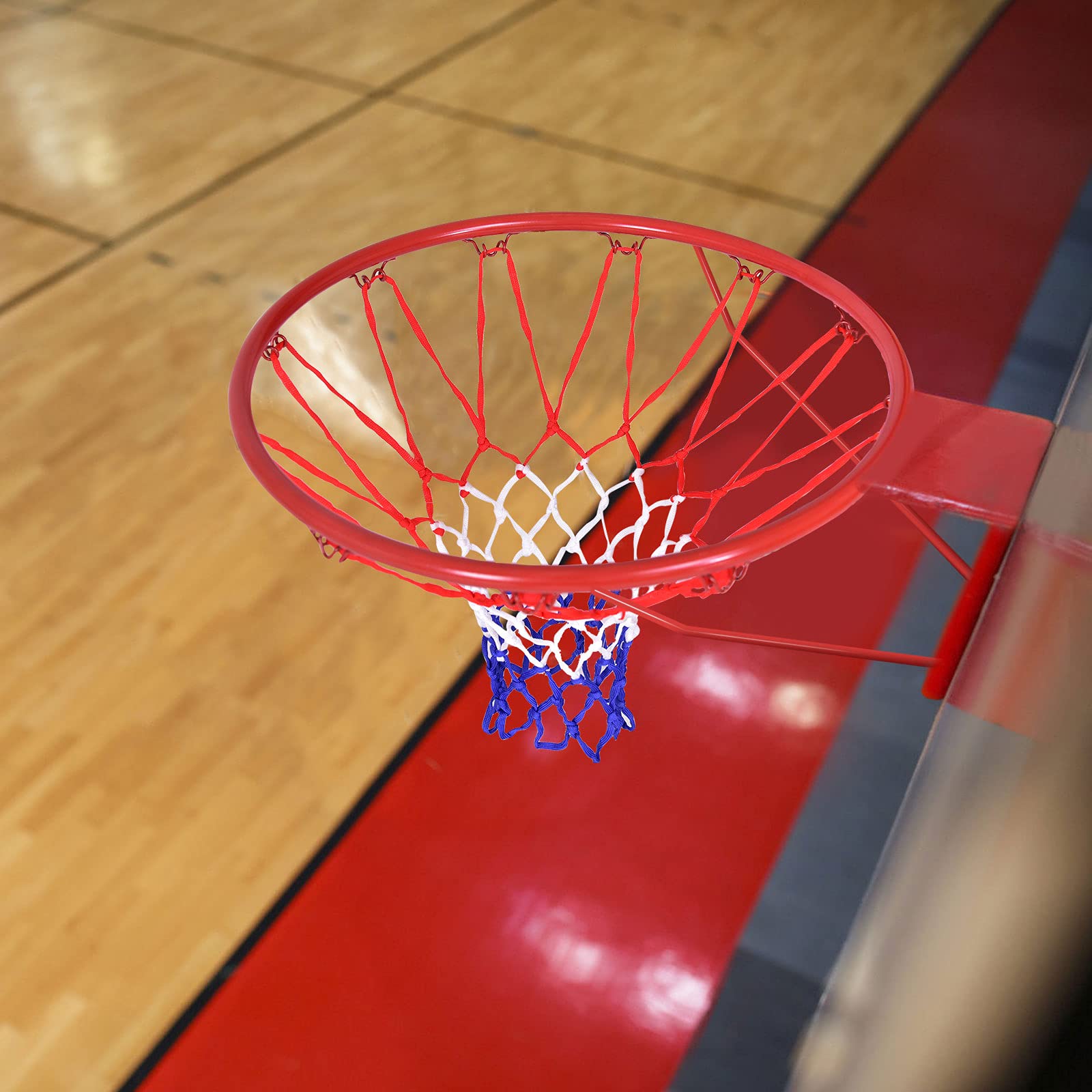 COSTWAY Canestro Basket da Muro Φ45cm in Ferro con Rete Resistente alle Intemperie e Viti, Anello da Basket per Esterno e Interno