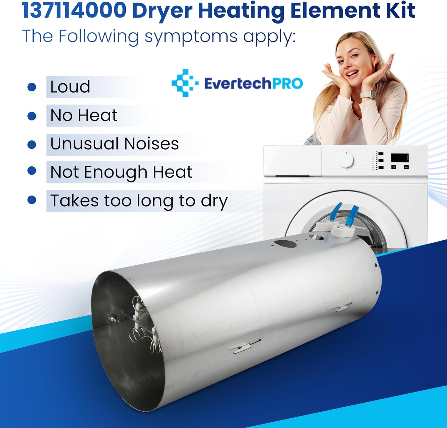 EvertechPRO 137114000 Dryer Heating Element Kit – Compatible with Electrolux & Frigidaire Dryers – OEM-Quality Replacement, Restores Heat & Performance