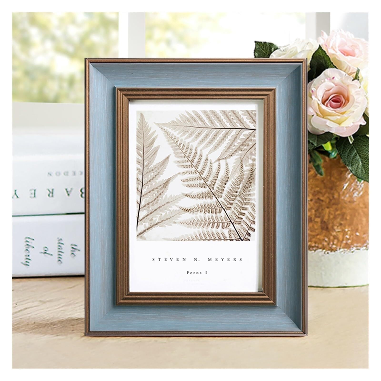 Photo Frames 11 Colors Retro Photo Frame For Wedding Gift DIY Desktop Art Decor Picture Frames 5-10Inch Classical(Zuojiuqianlan,5 inch-8.8x12.7cm)