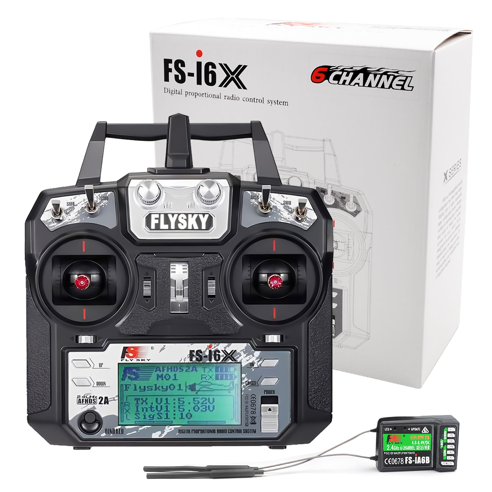 Flysky FS-i6X Trasmettitore RC con ricevitore FS-iA6B 2.4GHz AFHDS 2A Radio Controller per RC Quadcopter FPV Racing Drone ad ala fissa RC auto barca (modalità 2)