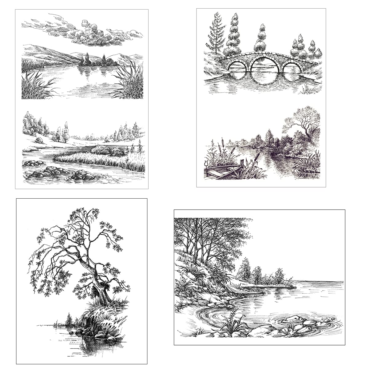 AZSGBeautiful Scenery Tree Clear Stamps for DIY Scrapbooking Decorative Card Making Photo Album Crafts Silicone Stamp Fun Decoration Supplies