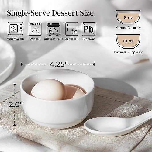 Miniatura 2 de DOWAN Small Bowls 6 Packs Soup Bowls White Ceramic Cereal Bowls 8 oz Dessert Bowls Ice Cream Bowls Thanksgiving Serving Bowls for Christmas Rice