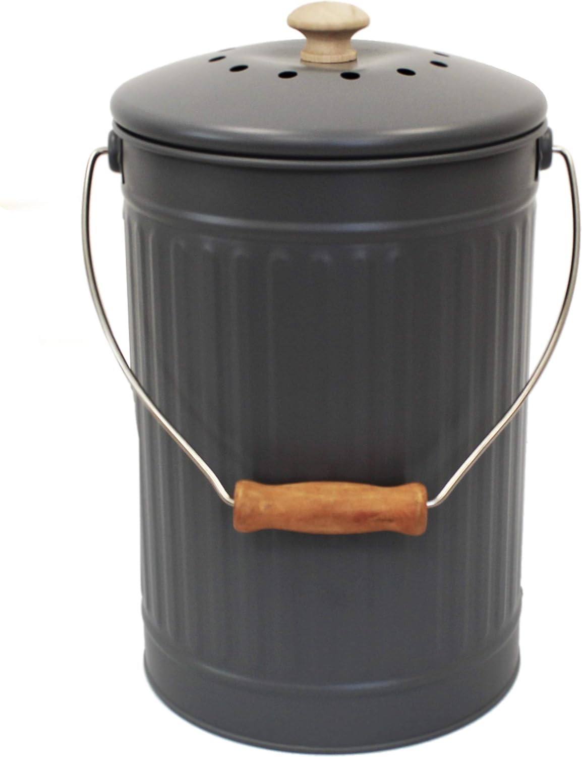 AllGreen Charcoal Slate Grey 7 Litre Metal Compost Caddy/Food Waste