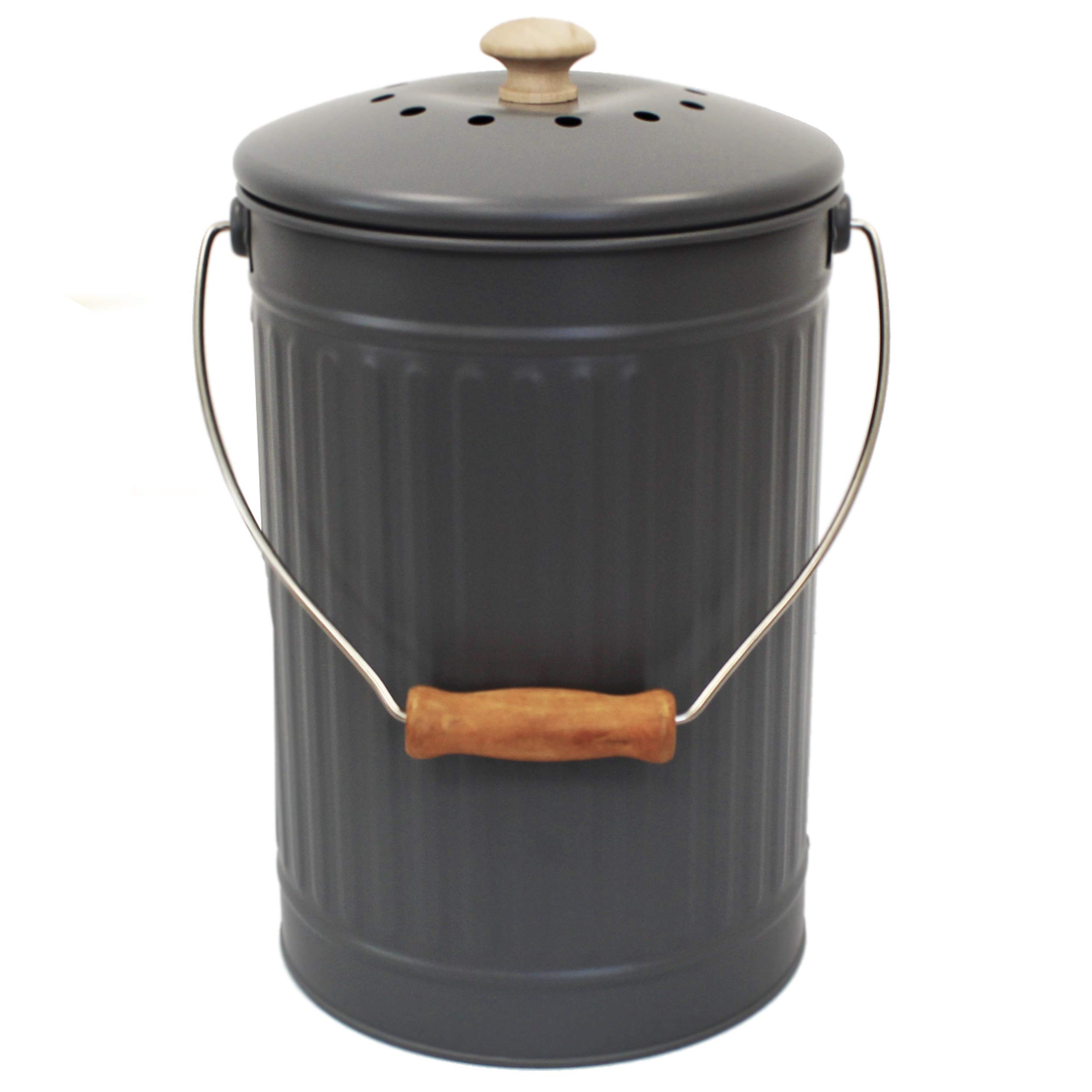 Buy AllGreen Charcoal Slate Grey 7 Litre Metal Compost Caddy/Food