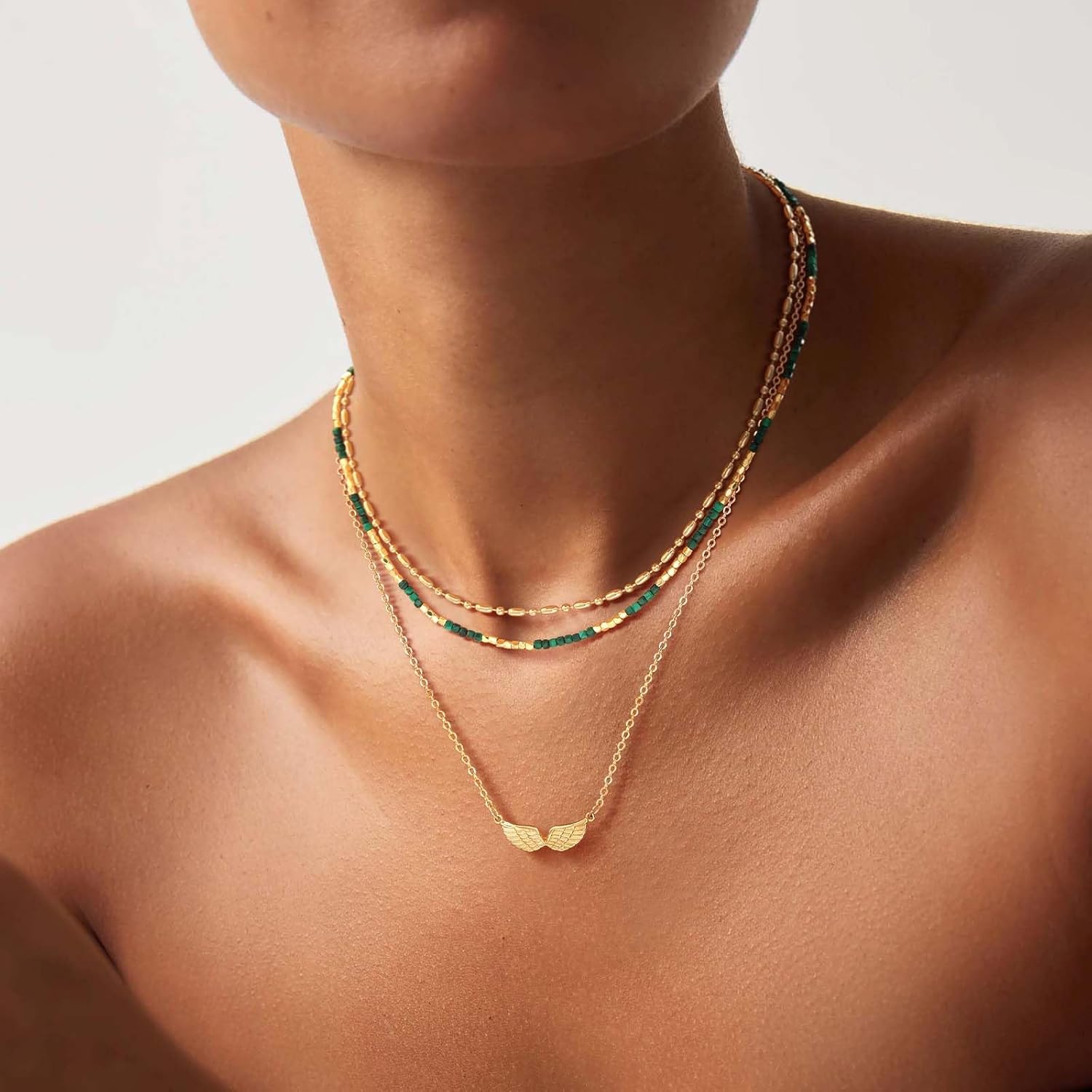 MEVECCO Dainty Gold Choker Necklace for Women 18K Gold Plated Irregular Mixed Beaded Choker Necklace for Her Jewelry Gift - Image 4