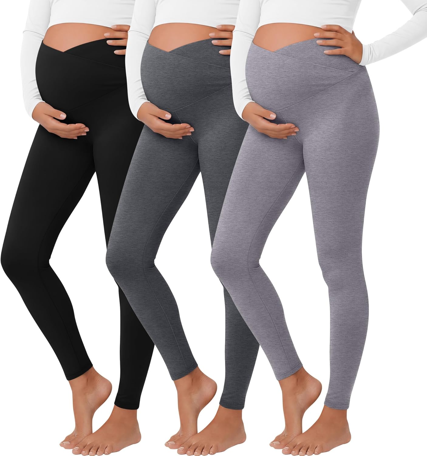 3 Pack Women's Maternity Pant Over The Belly Pregnancy Lounge Pant Lightweight Casual Loose Soft Pajama Clothes