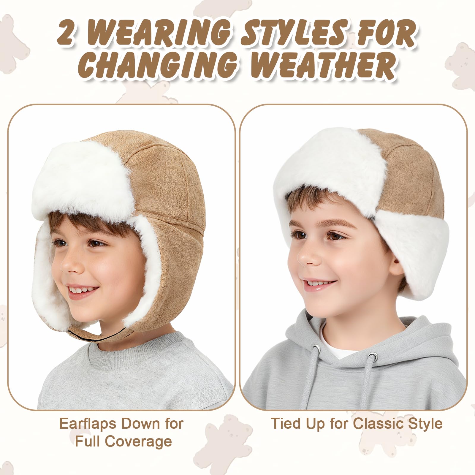 Gorro de invierno for niños con orejeras - aviador térmico ante sintético