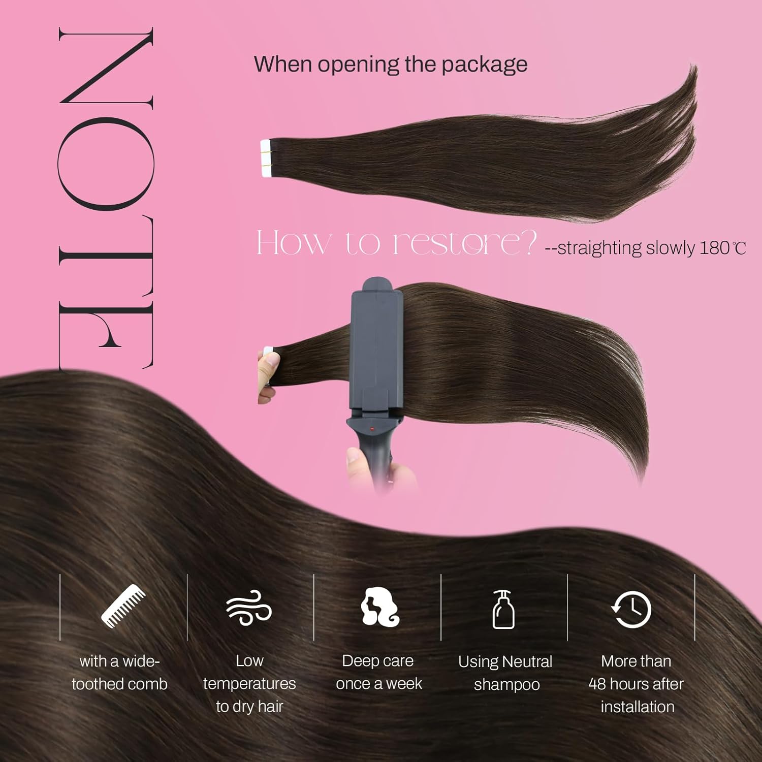 Moresoo Brown Tape in Hair Extensions Human Hair Dark Brown Glue in Human Hair Extensions Invisible Tape in Real Silky Straight Hair #4 20pcs 50g 16 Inch