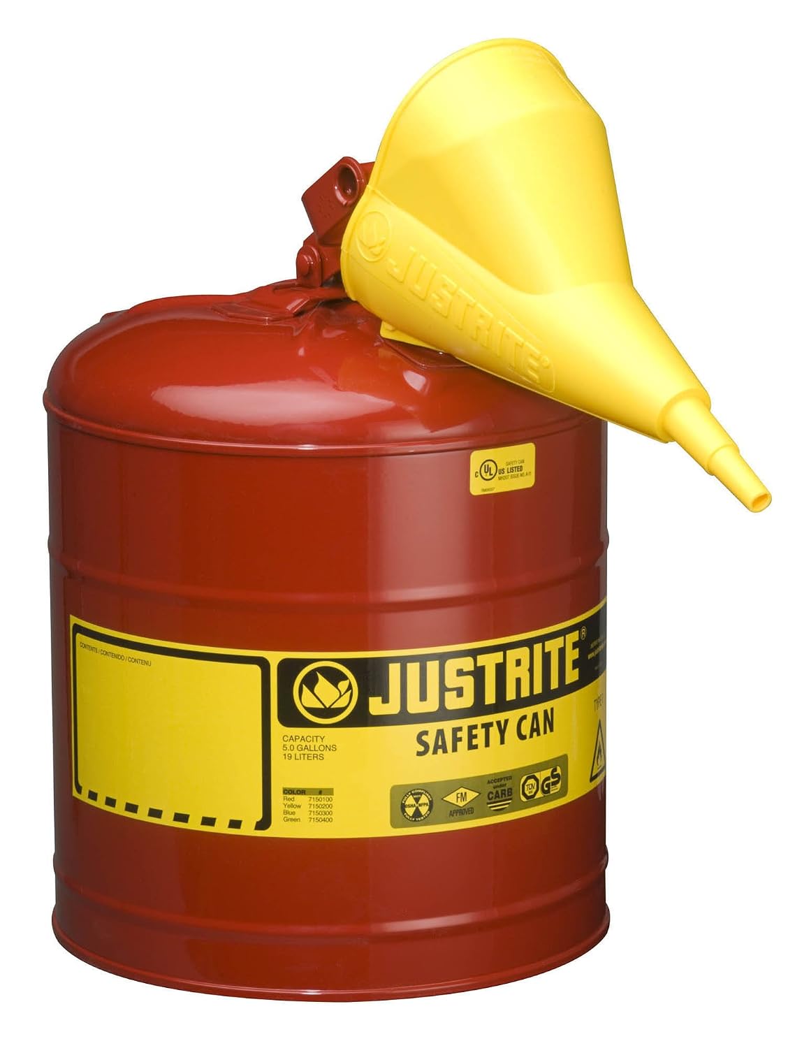 Justrite 11202Y Polyethylene Funnel For Use With The Type I Metal Safety Can. Easy-to-fill, Easy-to-pour, .5 x 11.25 inch (25 x 356mm) Size,Yellow, 0.6