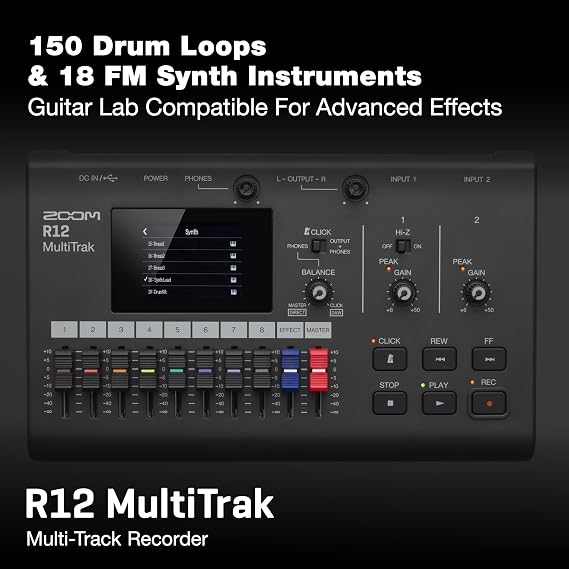 Zoom R12 Portable Recorder for Musicians with 8 Tracks, FX & Drum Loops