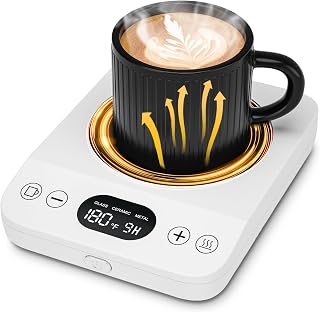 GLSY Coffee Mug Warmer, Coffee Warmer for Desk with 9 Temp Settings, 9H Timer Smart Coffee Warmer Plate, Auto On/Off Gravity Sensor Heated Coffee Beverage Mug 130-185℉ Gifts for Home & Office