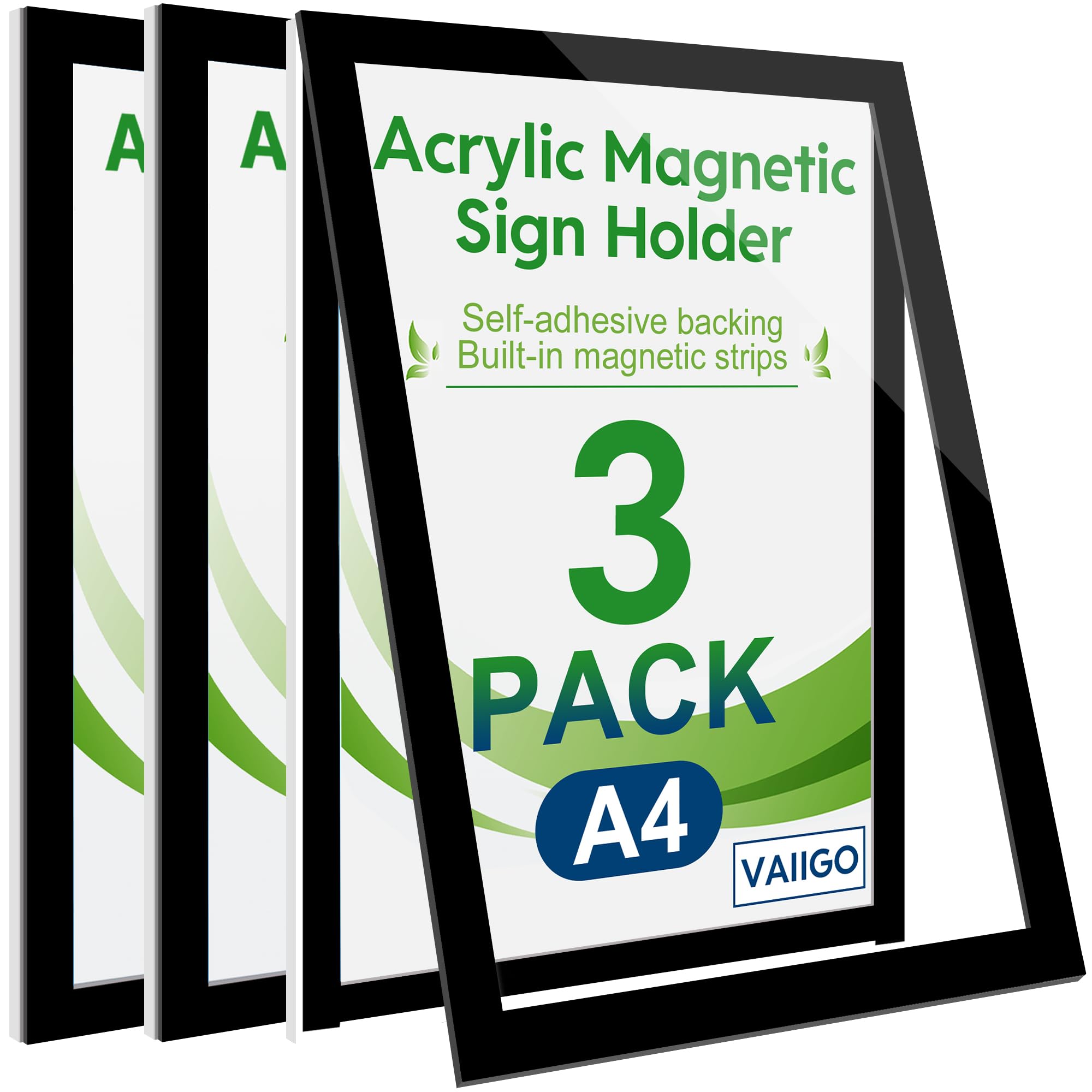 A4 Acrylic Magnetic Frame Sign Holder, Self-Adhesive and Magnetic Tapes