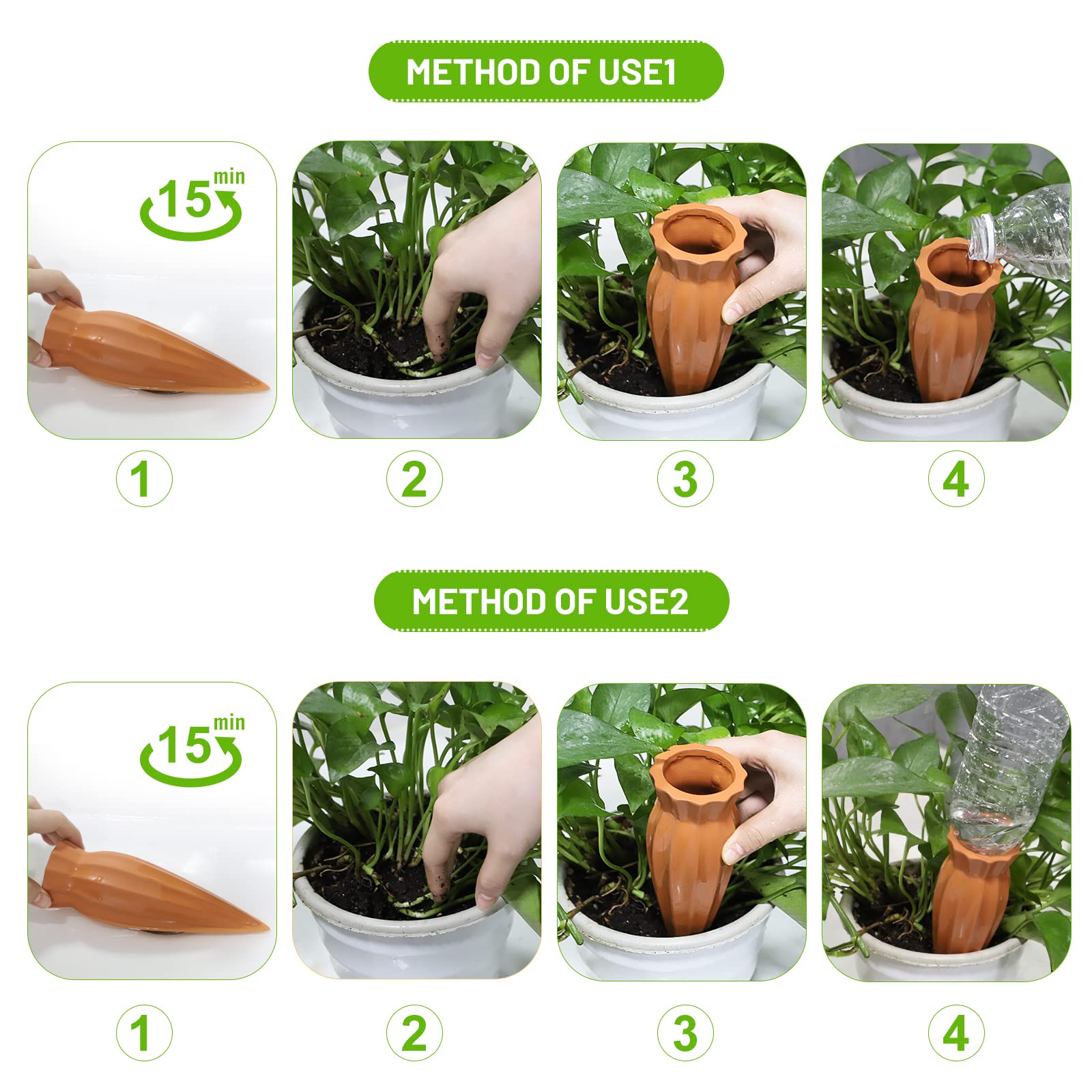 EXLECO 10 x Cône D’arrosage en Argile Arrosage Automatique pour Plantes, D'intérieur Ampoules D'arrosage Distributeur D'eau pour Plantes Globe D'arrosage Ollas Terre Cuite pour Jardin Maison Extérieur