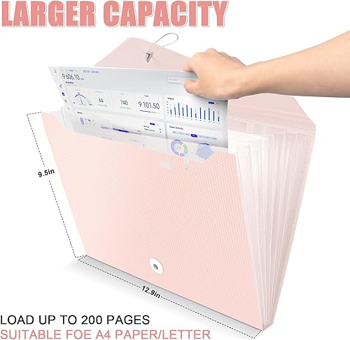 Miniatura 4 de Carpeta de archivos expansible, organizador de archivos de acordeón de 7 bolsillos, tamaño carta A4, organizador de recibos de documentos, carpeta