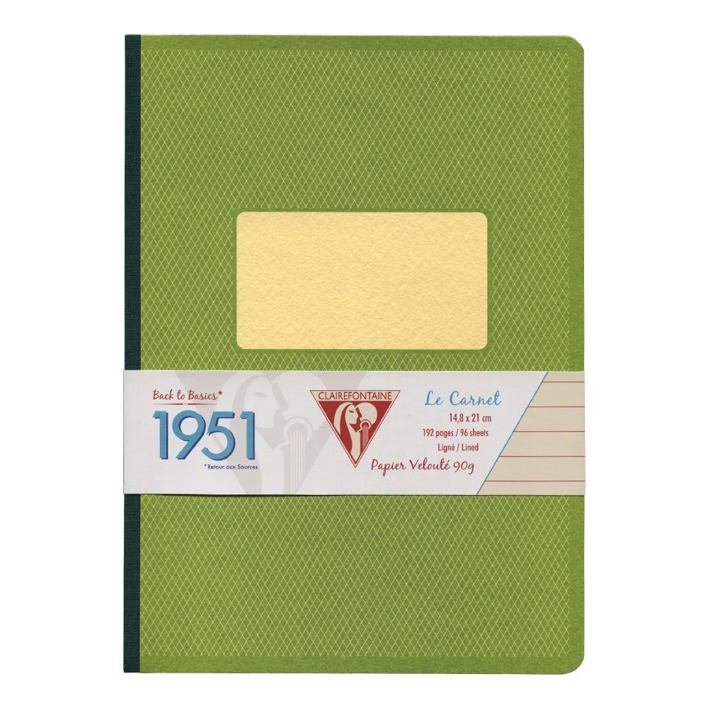 Clairefontaine 'Back to Basics 1951' Clothbound Notebook, 5 3/4" x 8 1/4", 96 Pages, Lined - Green