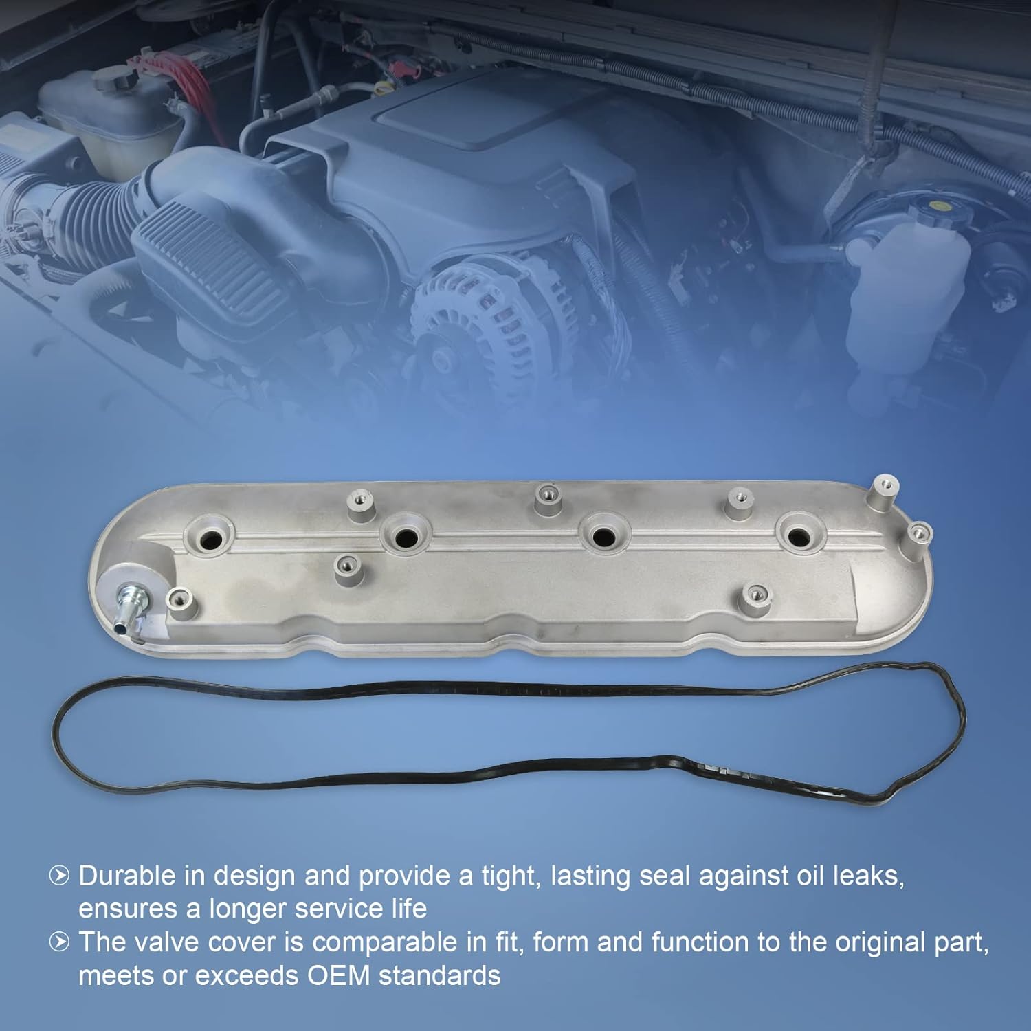 Valve Cover with Gaskets Driver Side Compatible with 1999-2010 Chevy Silverado Express GMC Sierra Cadillac Buick Pontiac Replaces# 12570427 264-965