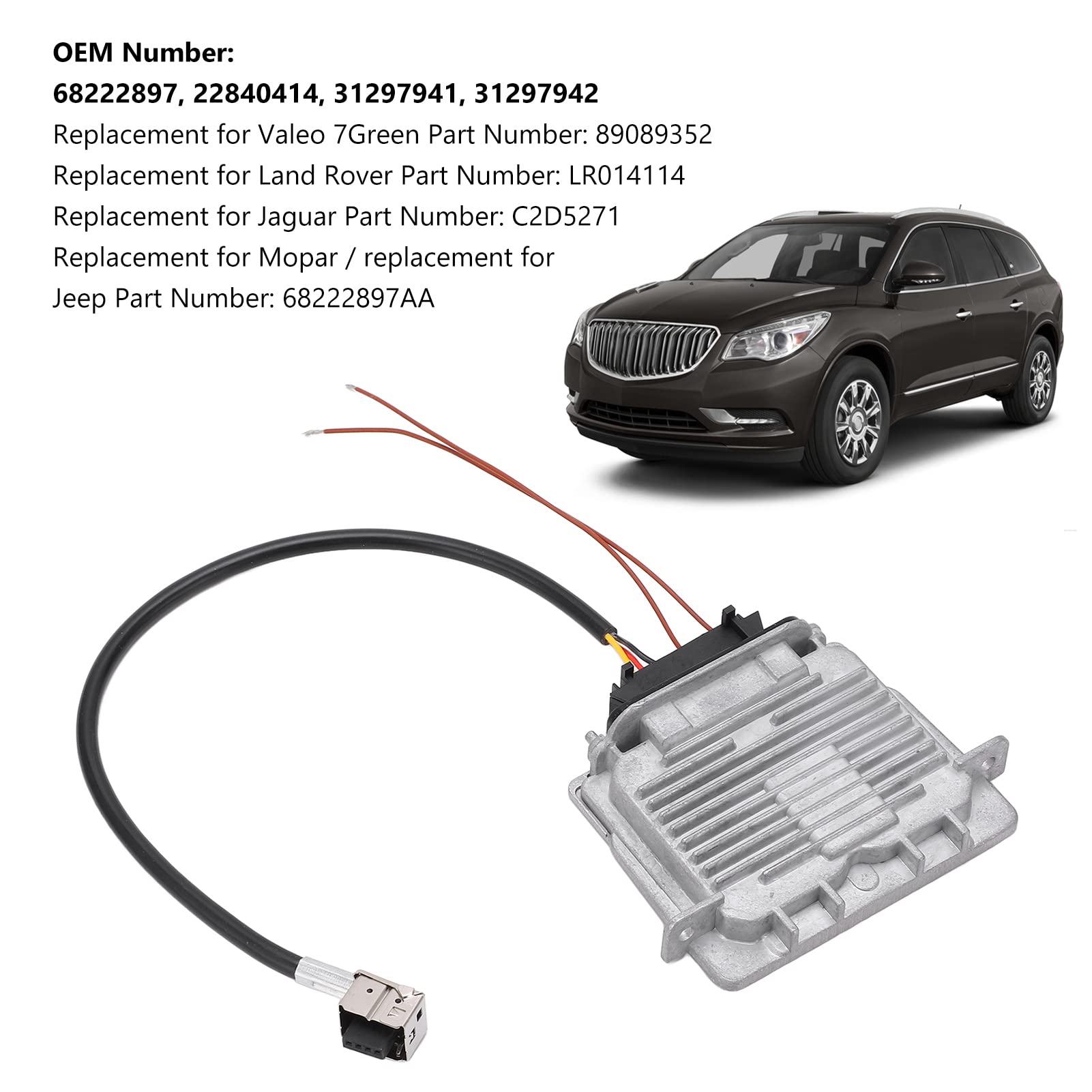 Módulo de Faros de Xenón 68222897 22840414 31297941 31297942 Módulo de Control de Faros de Xenón HID 89089352 Reemplazo para Grand Cherokee 2014‑2020