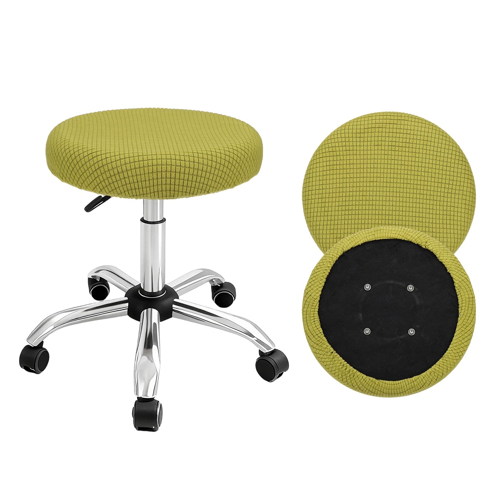 sourcing map 4Pcs Stool Covers Round, Stretchy Bar Stool Covers with Elastic Bands Washable Jacquard Stool Cushion Slipcover Fit 12-14 Inch Round Chair for Bars Home Market Hotel, Grass Green