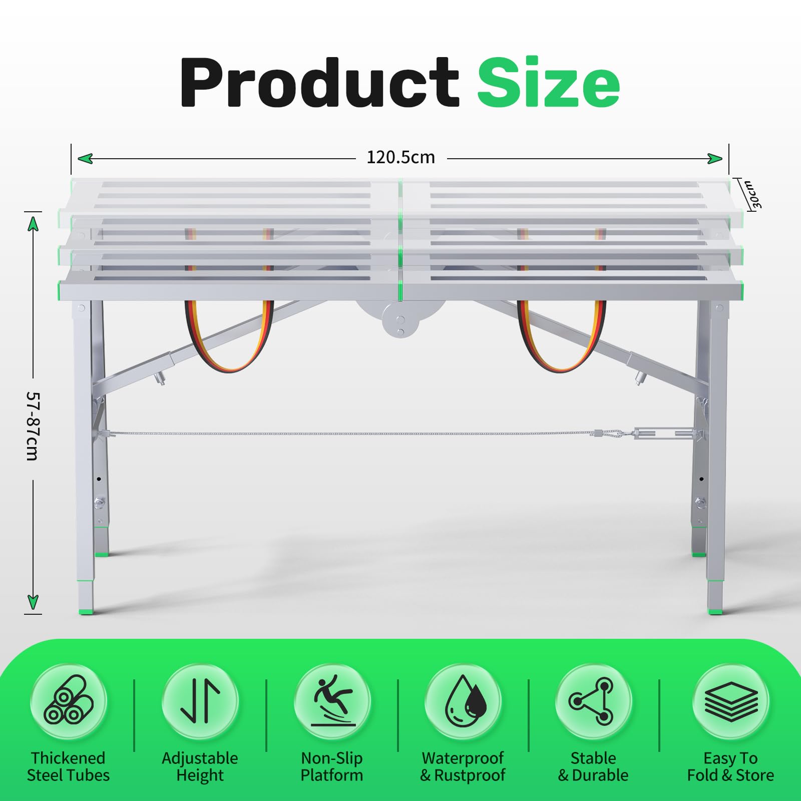 Aluminiowa platforma robocza z regulacją wysokości, składana platforma robocza do domu i warsztatu, garażu i na plac budowy, do 180 kg (120 cm)
