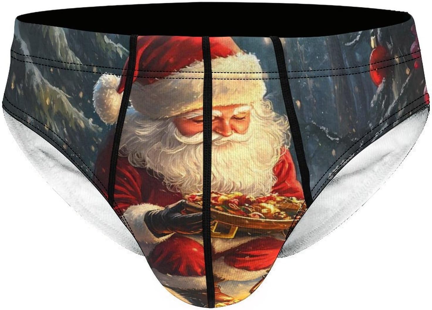 Christmas Santa Men's Underwear Brief Print Triangle Bikinis Soft Breathable Briefs