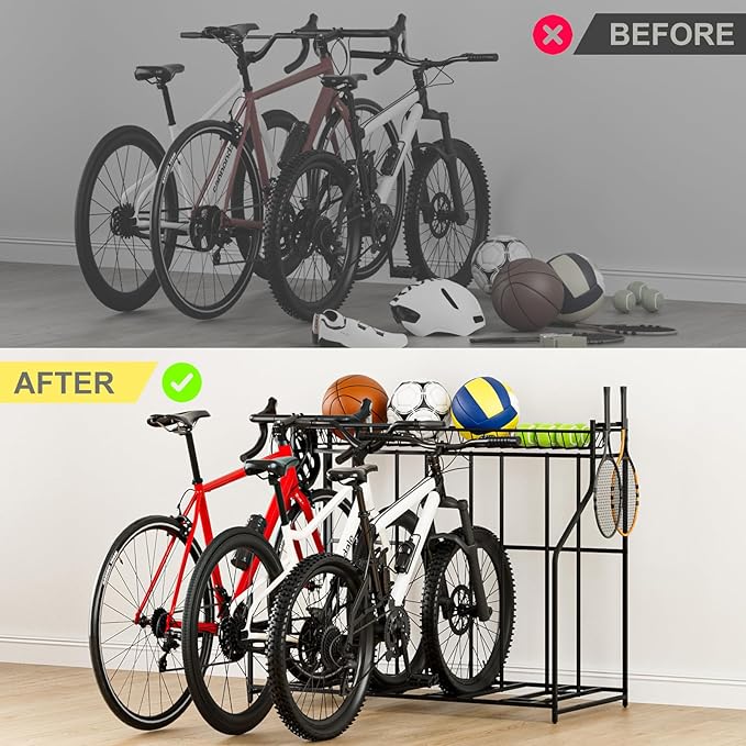 Soporte para pared para 4 bicicletas, organizador de garaje Kificet miniatura 7
