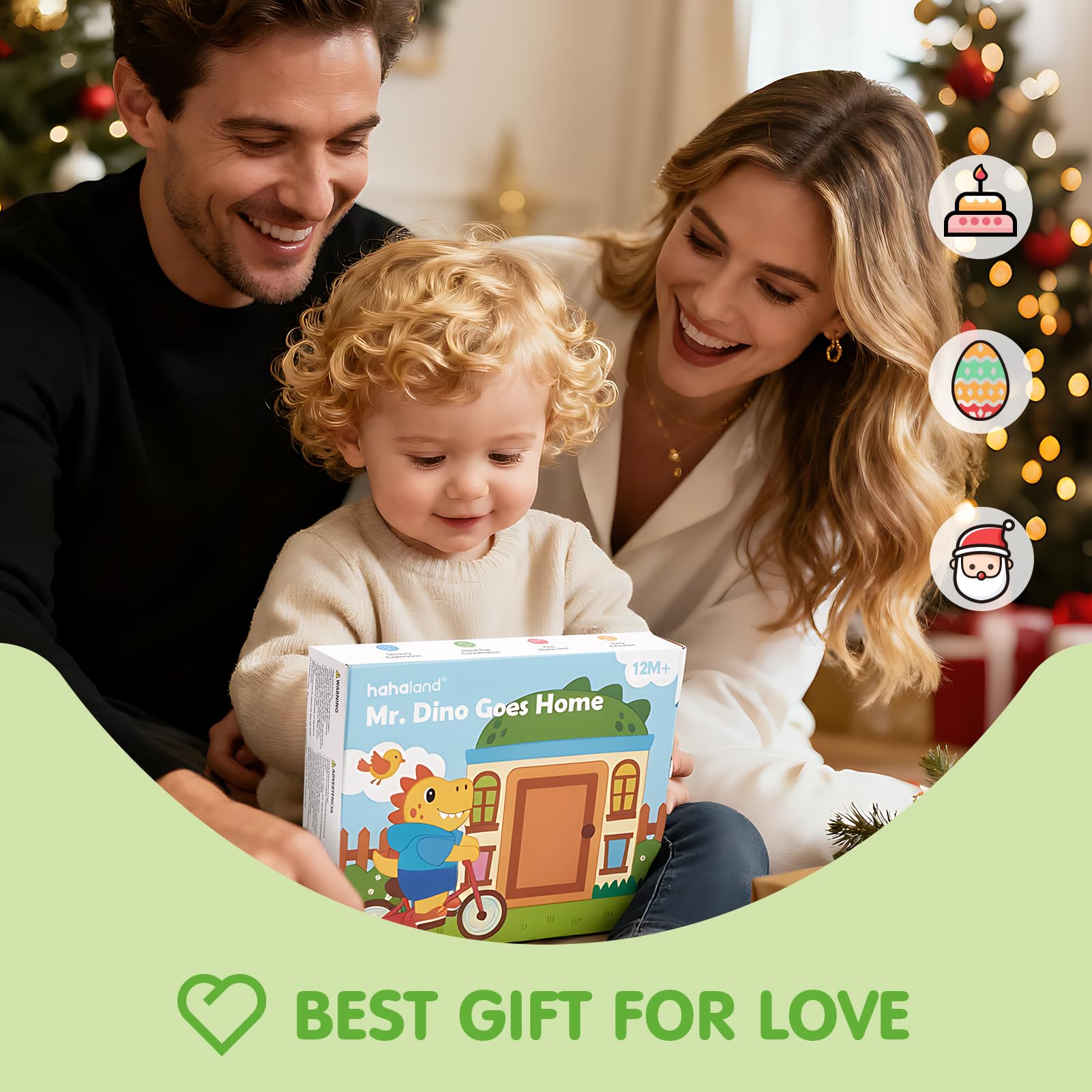 hahaland Libro Montessori 1-3 anni, Giochi Bambini 1 anno Libri Morbidi con Dinosauro di Peluche, Busy Book Educativo Regalo Montessori per Bambino 1 2 3 anni