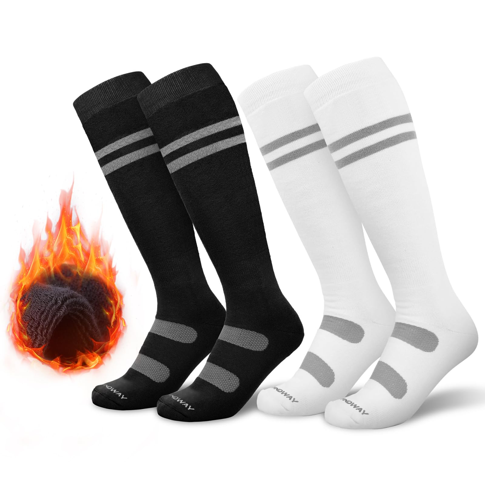 Findway Calcetines Termicos de Esquí, Paquete de 2 Pares, Calcetines de Invierno, Snowboard, Senderismo y Ciclismo, de Alto Rendimiento y Suaves y Cálidos, Calcetines Nieve para Hombres y Mujeres