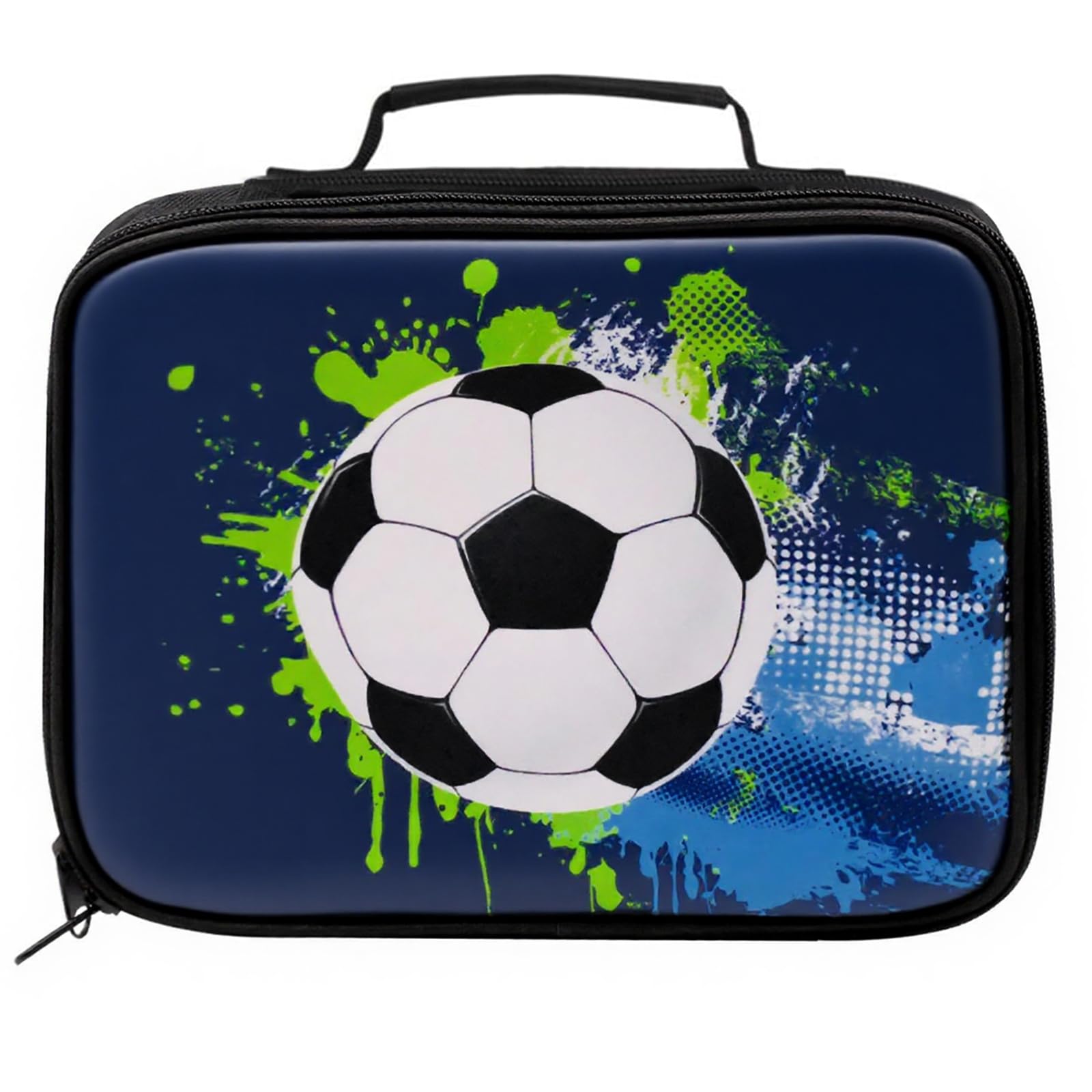 Fahibin 3D Football Insulated Lunch Bag, Insulated Kids Lunch Box for Boys, for School, Picnic, Travel & Hiking