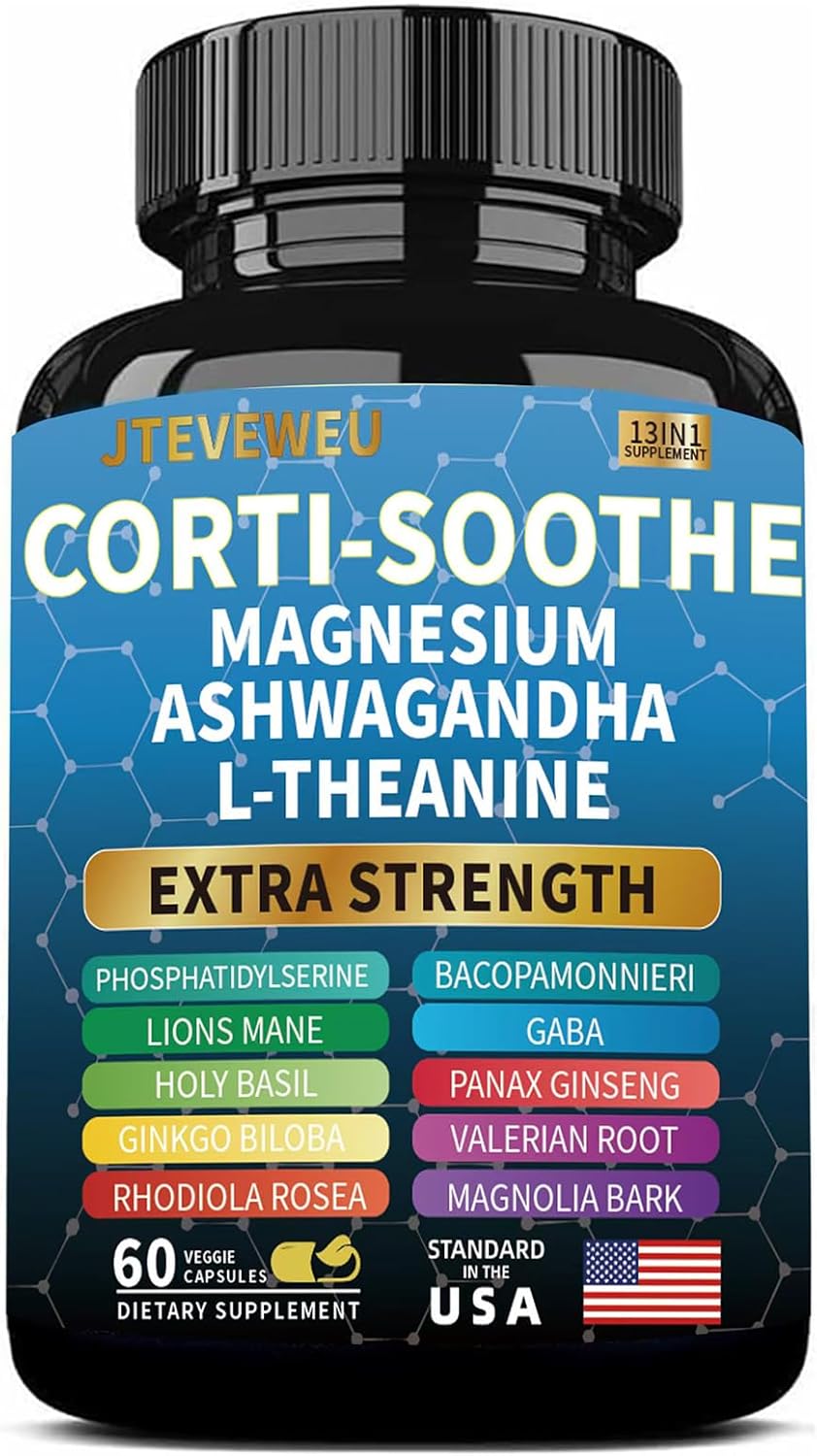 Corti-Soothe Cortisol Supplement,Magnesium Glycinate 200mg, L-Theanine 150mg, Phosp...
