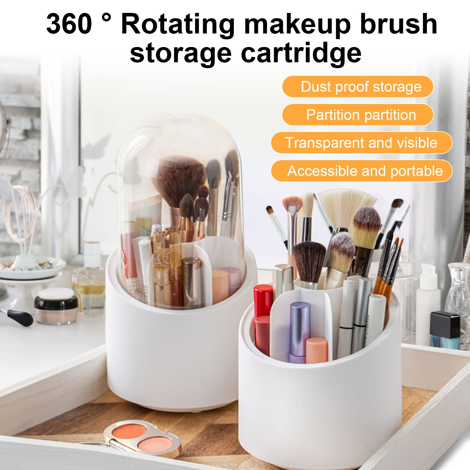 360° Drehbarer Make-up-Pinselhalter – 4 Schlitze, Organizer Für Badezimmer & Schminktisch
