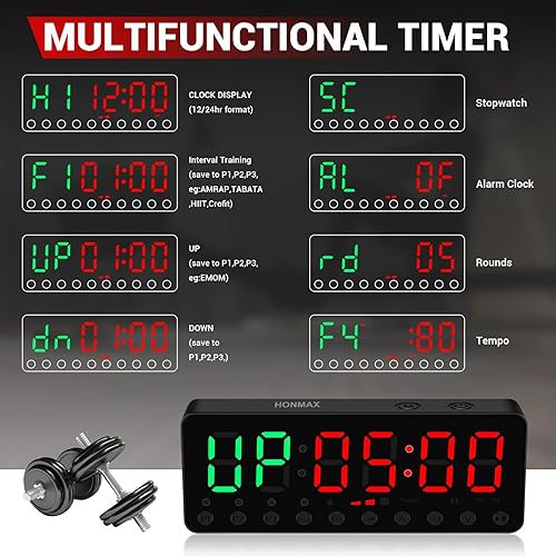 Miniatura 4 de Temporizador de gimnasio portátil, reloj temporizador de fitness, temporizador de entrenamiento de gimnasio en casa, imán fuerte integrado y batería