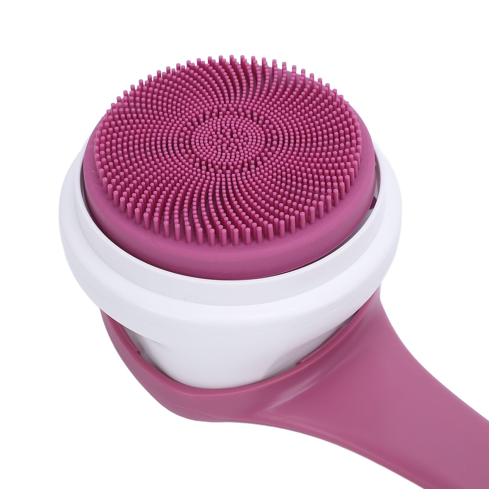 Spazzola elettrica per il corpo Spazzola per doccia multifunzionale con manico lungo Scrubber elettrico per doccia resistente all'acqua con 5 testine per uomini e donne (Viola)