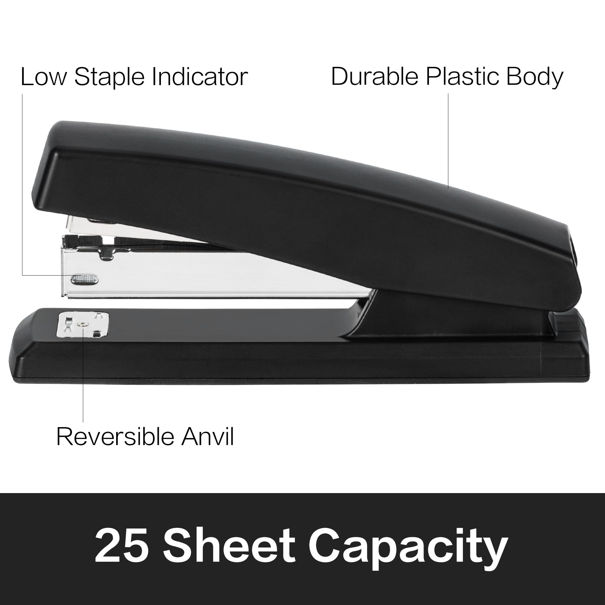 Deli Desktop Staplers 2 Pack, 25 Sheet Capacity, Includes 2000 Staples & 2 Staple Removers - Image 2