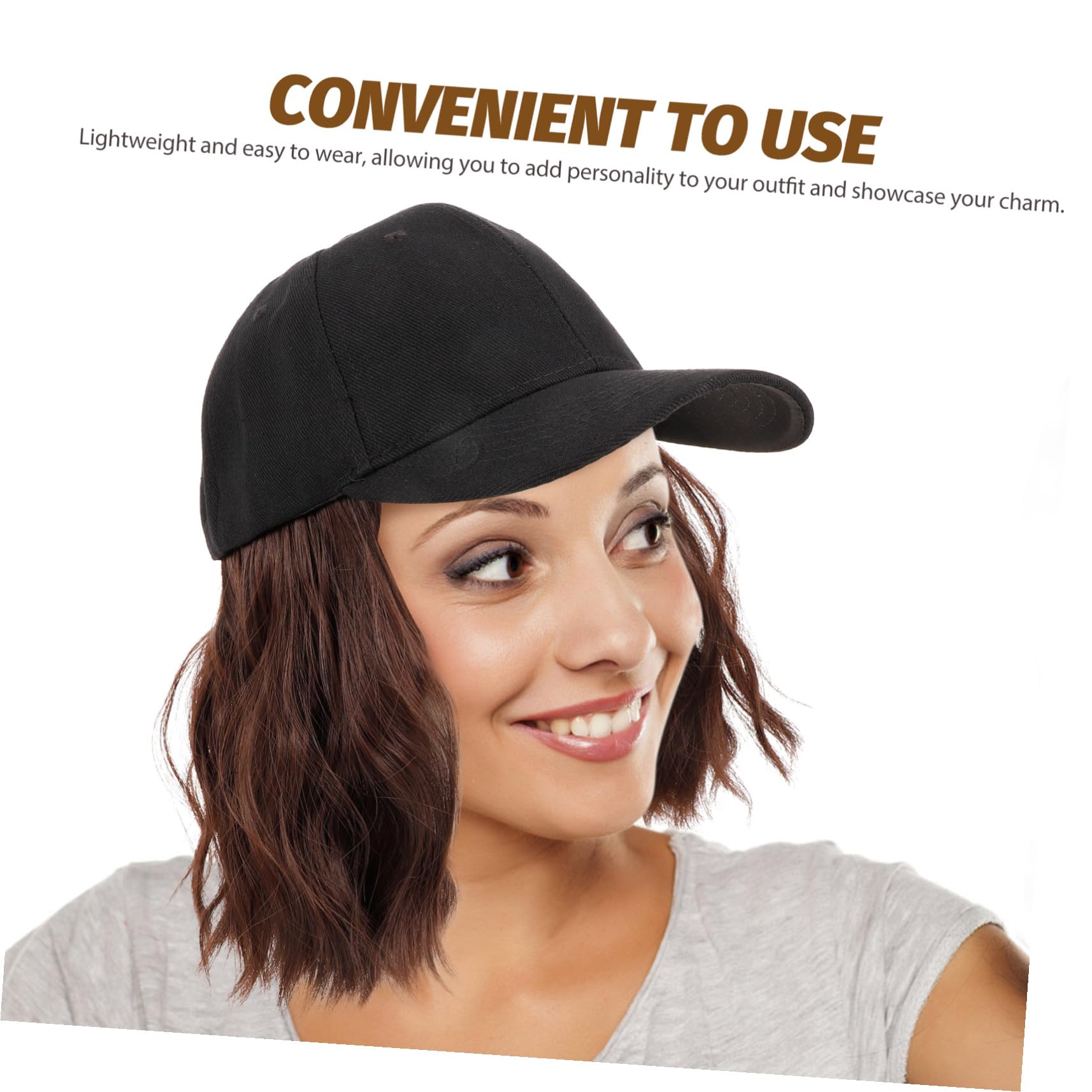 Peluca de Fibra Resistente al Calor con Gorra de Béisbol para Mujer Ligera y Cómoda Cabello Rizado Sintético para Fiestas Temáticas Deportivas