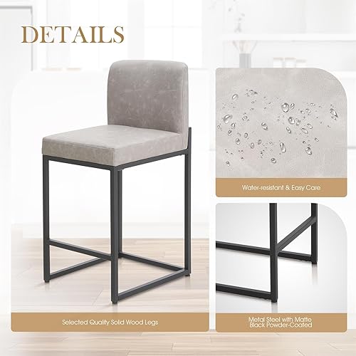 Miniatura 20 de Sophia & William Juego de 2 taburetes de bar marrones, taburetes de bar de 24 pulgadas de altura de mostrador para isla de cocina, taburetes de bar