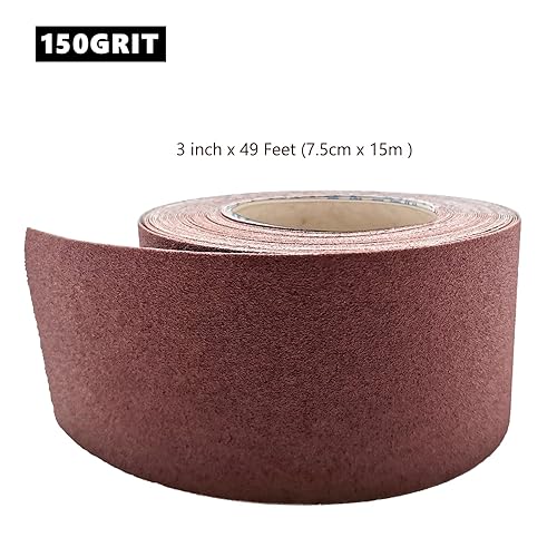 Miniatura 3 de Rollo de papel de lija de grano 150, rollo de tela esmeril de 3 pulgadas x 49 pies, rollo de papel abrasivo de óxido de aluminio, papel de lija