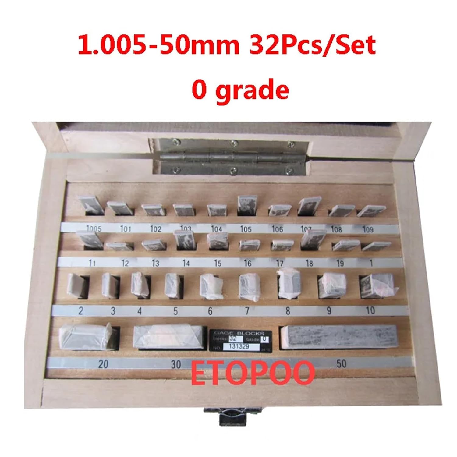 Blocks Gauge Set, High Precision 1.005-50mm Block Gauge 32Pcs/Set 1 Grade 0 Grade Inpsection Block Gauge Set Measurement Caliper Tool Set Woodworking Tools(0 Grade)