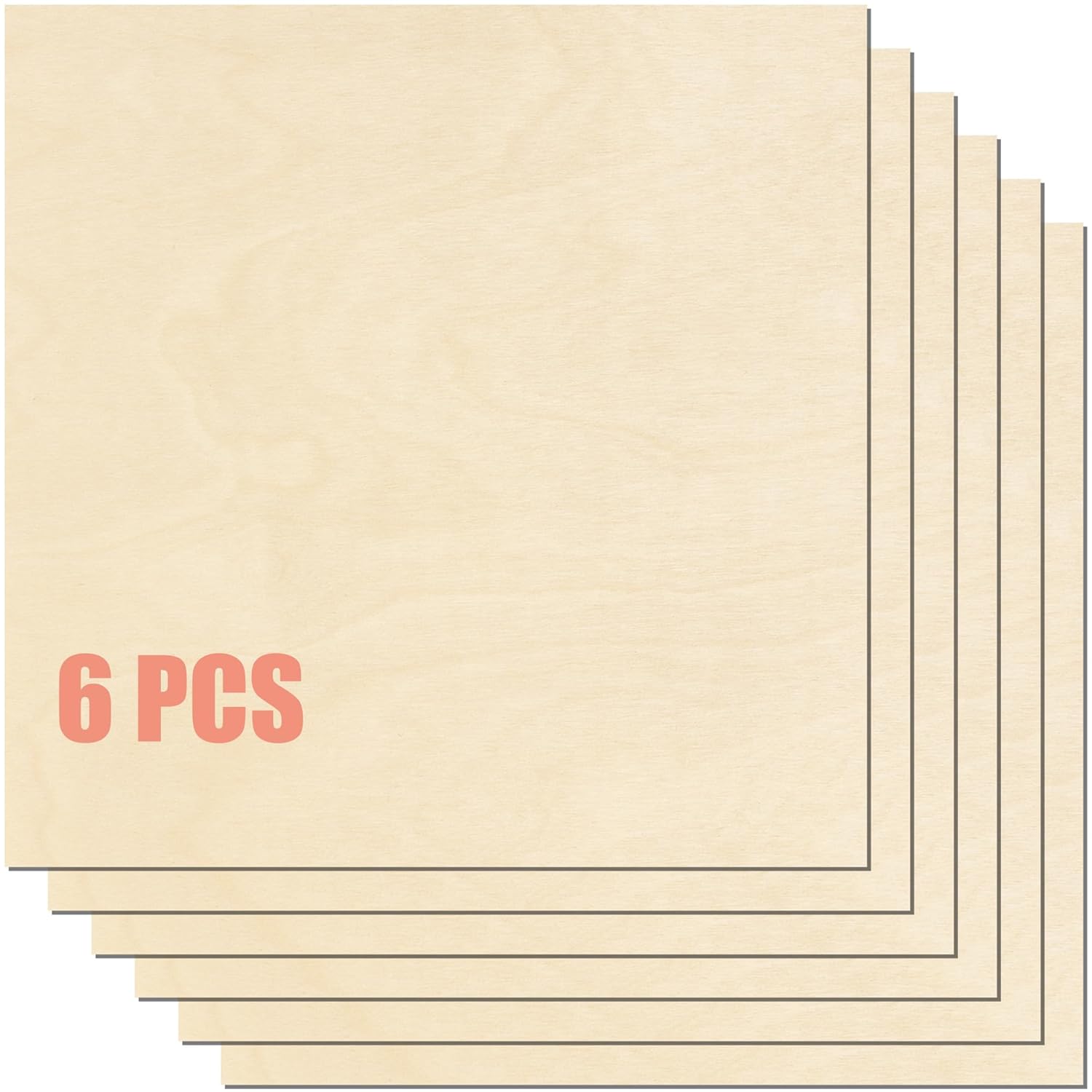 GSCIT Club 12"x 24" Birch Plywood 6pcs, 1/4" Plywood Sheets Birch Plywood Wood for Crafts, Thin Wood 6mm Plywood for Laser Cutting and Engraving, CNC Cutting, Painting, Fretwork
