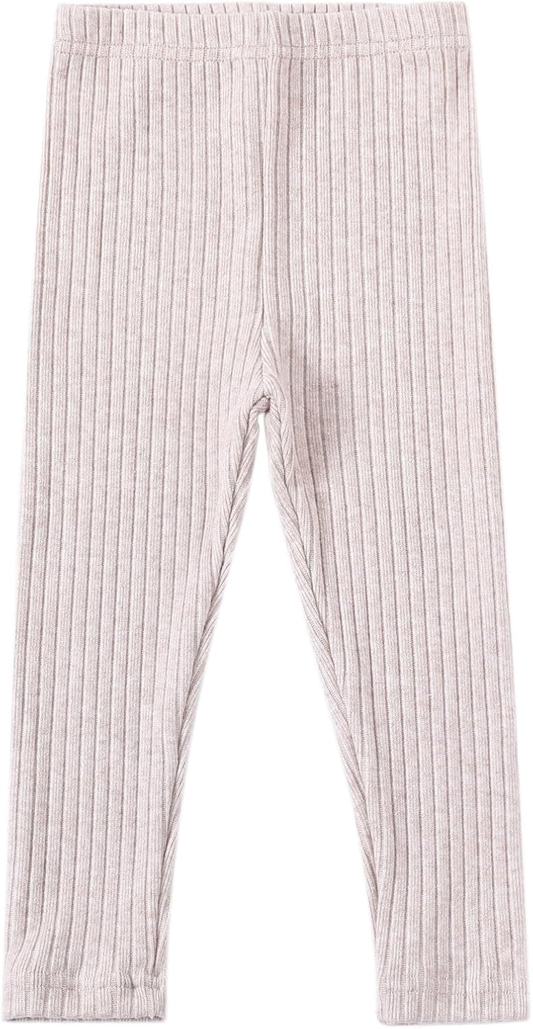 Toddler Little Girls Full Length Jersey Leggings Kids Stretchy Warm Footless Tights Pants 24Months-9Years