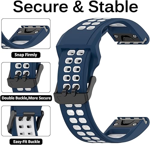 Miniatura 4 de Miimall Correa de repuesto compatible con Garmin Fenix 7, 0.866in de ancho, de silicona suave, impermeable, deportiva para Garmin Fenix 77 Solar7