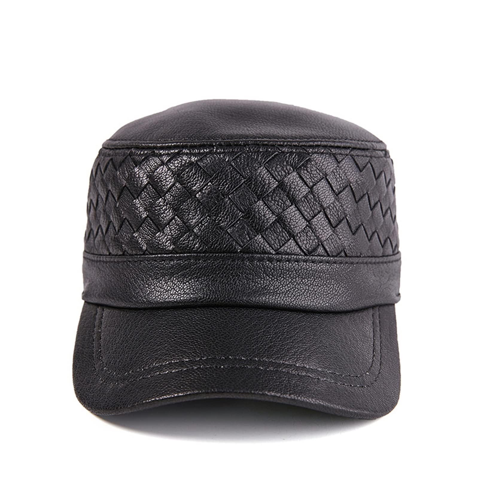 Mil-Itary Hat Męskie dzianiny Prawdziwej Skóry Wojsko Czapka Jesień Winter Beret Men's Real Leather Cap