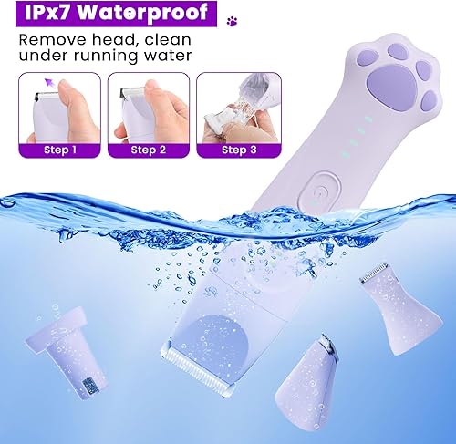 Miniatura 6 de Kit de aseo 4 en 1 para cortar perros, incluye peine, recortador de patas, molinillo de uñas, diseño recargable e inalámbrico, bajo ruido, IPX7