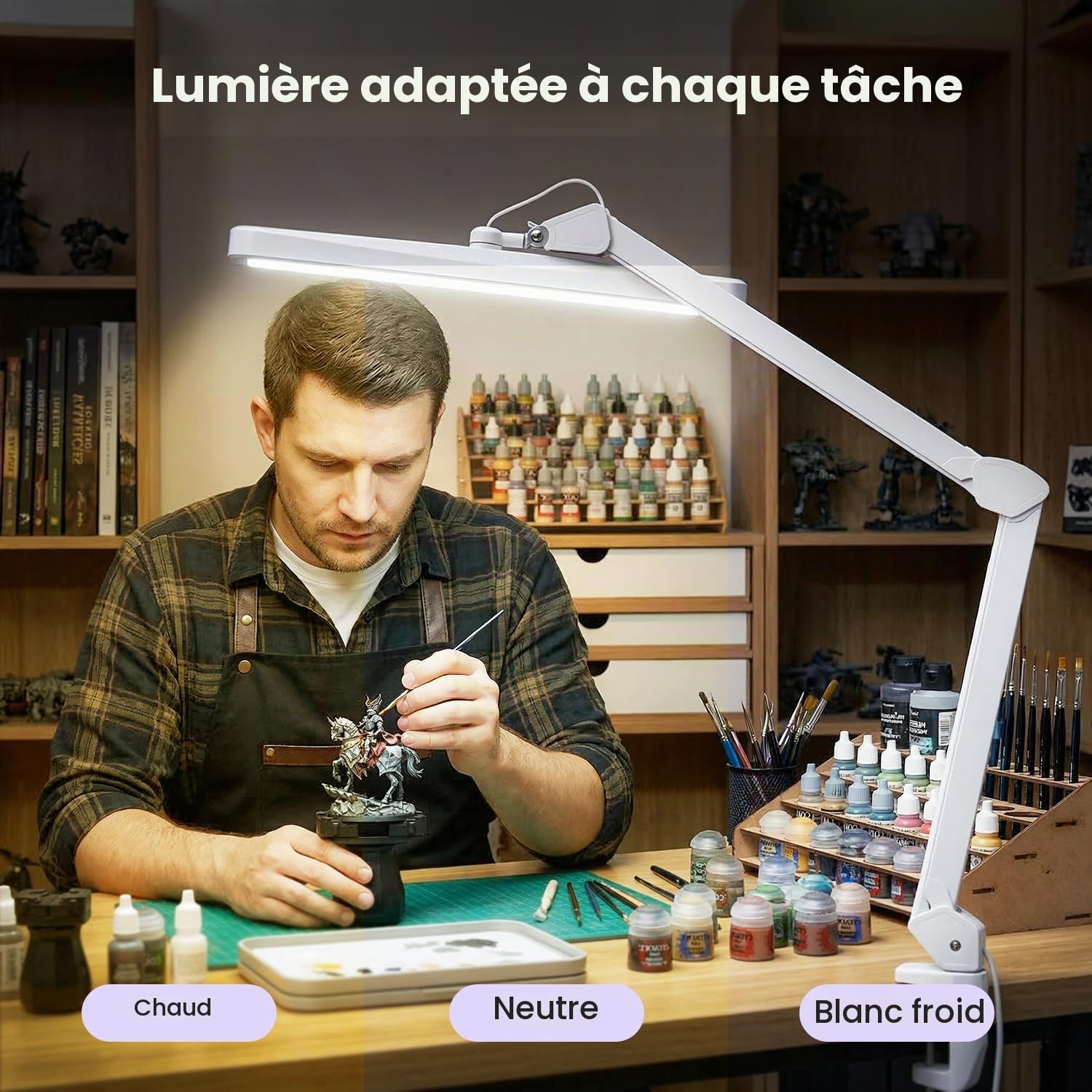 Neatfi XL Lampe de travail à LED, Intensité variable, lampe de travail de qualité professionnelle (Blanc)