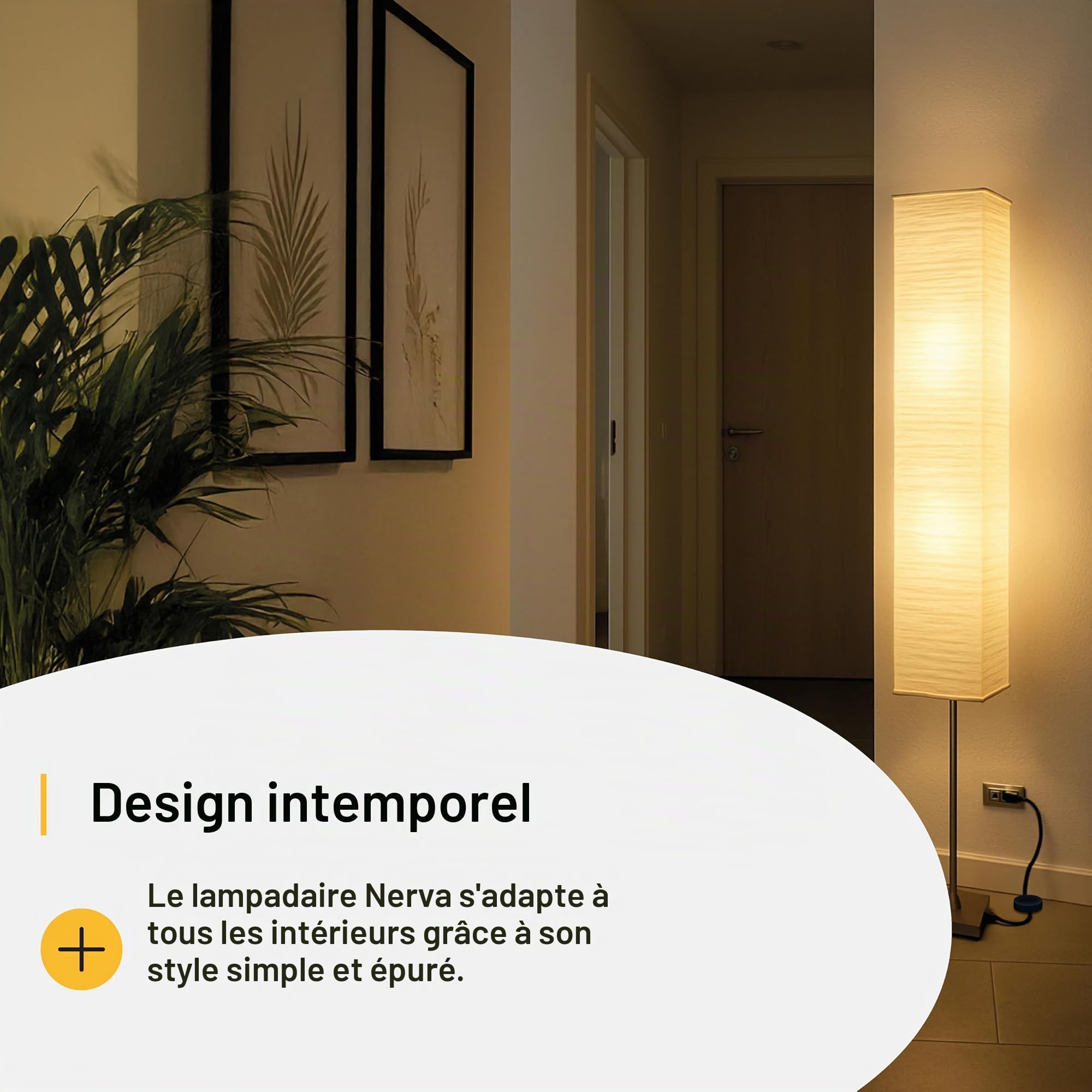 Brilliant 92603/75 Lampadaire 1L E14 Titane/Papier Blanc 18 x 145 cm